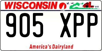 WI license plate 905XPP