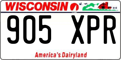 WI license plate 905XPR