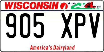 WI license plate 905XPV