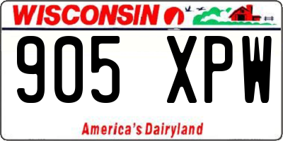 WI license plate 905XPW