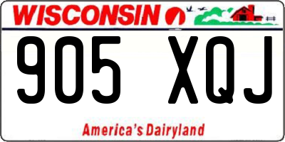 WI license plate 905XQJ
