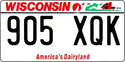 WI license plate 905XQK