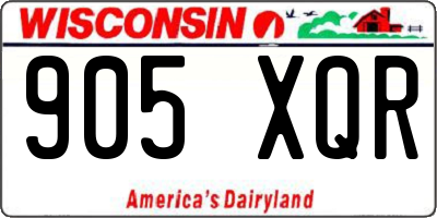 WI license plate 905XQR