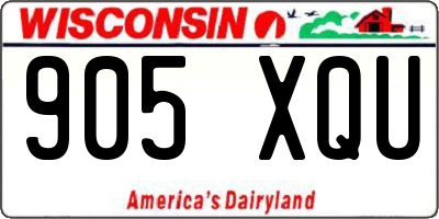 WI license plate 905XQU