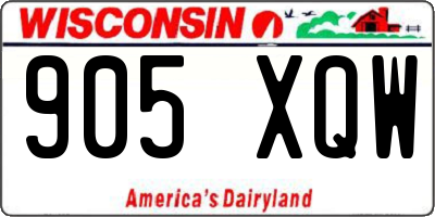 WI license plate 905XQW
