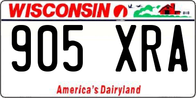 WI license plate 905XRA