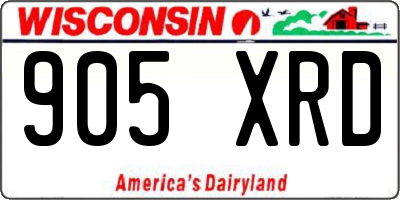 WI license plate 905XRD