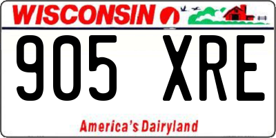WI license plate 905XRE
