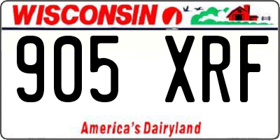 WI license plate 905XRF