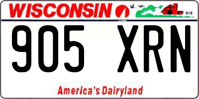 WI license plate 905XRN