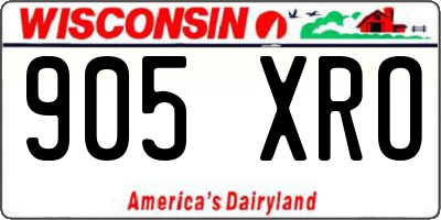 WI license plate 905XRO
