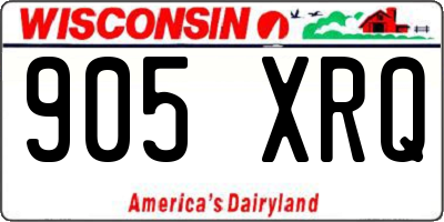 WI license plate 905XRQ
