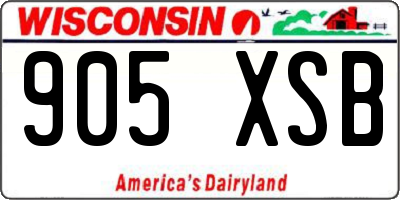 WI license plate 905XSB