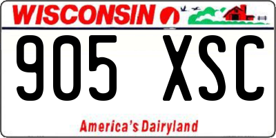 WI license plate 905XSC