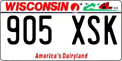 WI license plate 905XSK