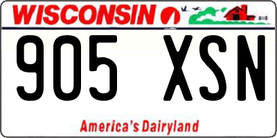 WI license plate 905XSN