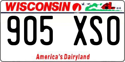 WI license plate 905XSO