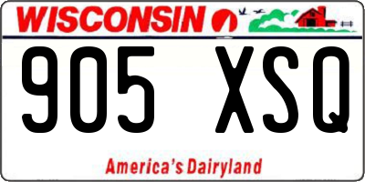 WI license plate 905XSQ