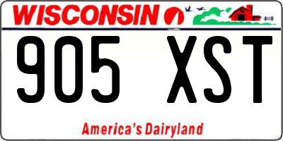 WI license plate 905XST