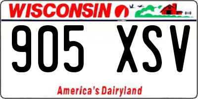 WI license plate 905XSV