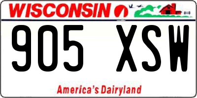 WI license plate 905XSW