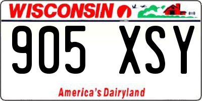 WI license plate 905XSY