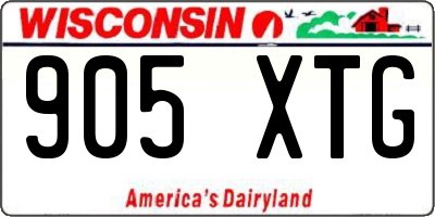 WI license plate 905XTG