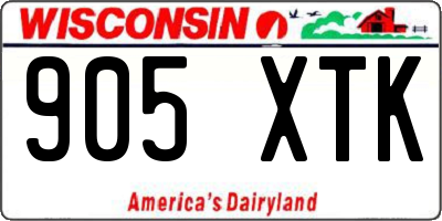 WI license plate 905XTK