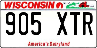 WI license plate 905XTR