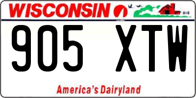 WI license plate 905XTW