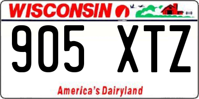 WI license plate 905XTZ