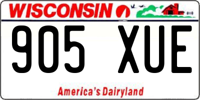 WI license plate 905XUE