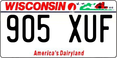 WI license plate 905XUF