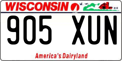 WI license plate 905XUN