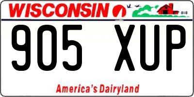 WI license plate 905XUP