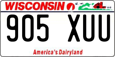 WI license plate 905XUU