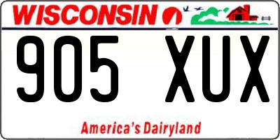 WI license plate 905XUX