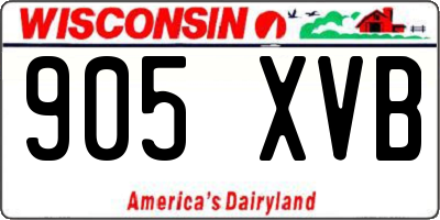 WI license plate 905XVB