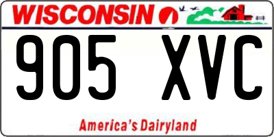 WI license plate 905XVC