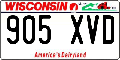 WI license plate 905XVD