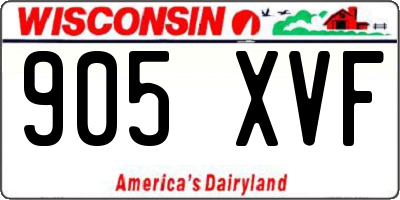 WI license plate 905XVF
