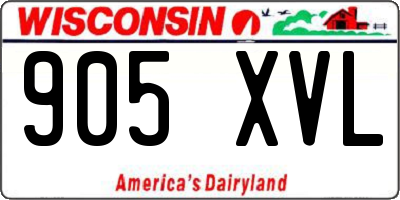 WI license plate 905XVL