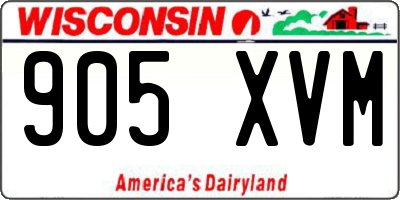 WI license plate 905XVM