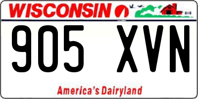 WI license plate 905XVN