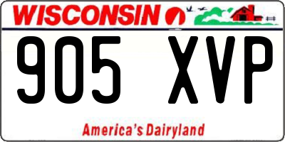 WI license plate 905XVP