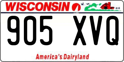 WI license plate 905XVQ