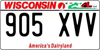 WI license plate 905XVV