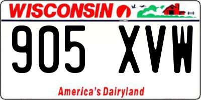 WI license plate 905XVW