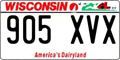 WI license plate 905XVX
