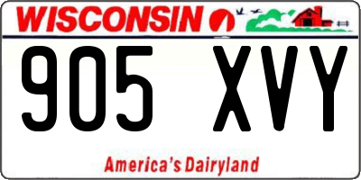 WI license plate 905XVY